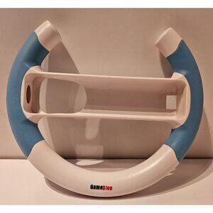 Gamestop Wii Remote Racing Steering Wheel Blue White, Preowned Great Shape